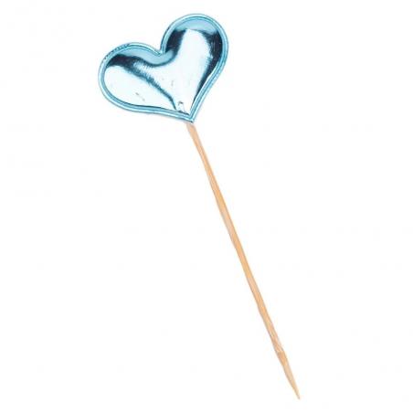 Decoratiune tort inima - Bleu (set 50 buc) 3x7cm
