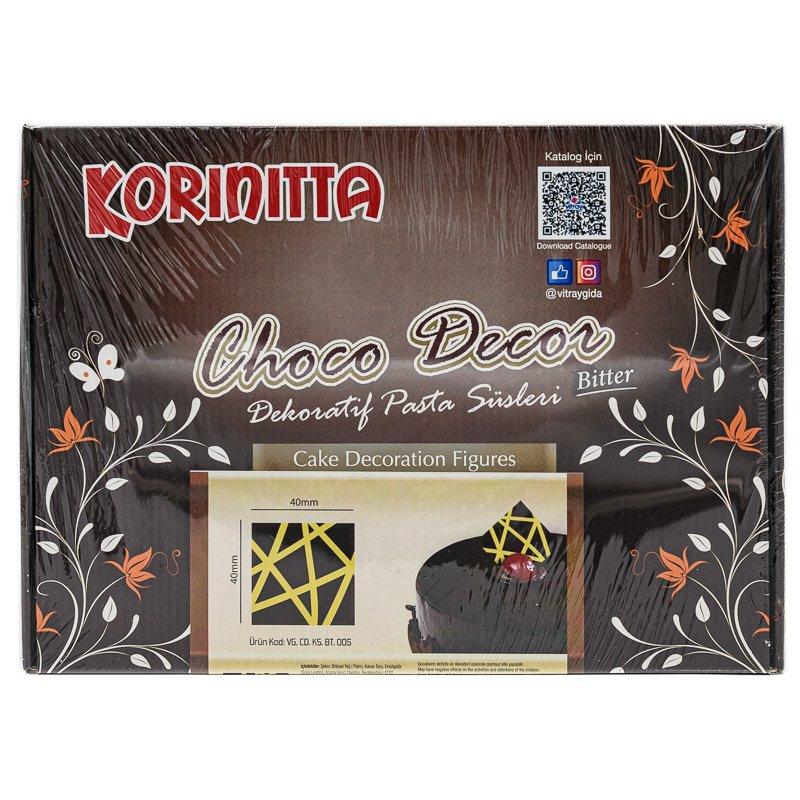 Decoratiuni Ciocolata Neagra Korinitta Patrat Dungi Galbene 288buc CapriceSHOP