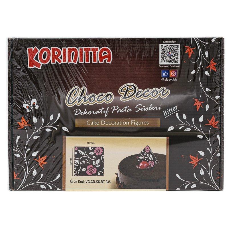 Decoratiuni Ciocolata Neagra Korinitta Patrat Trandafiri Roz CapriceSHOP