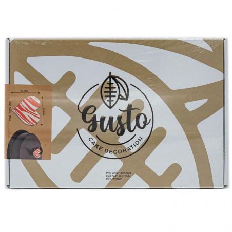 Decoratiuni Ciocolata Alba Gusto Inima Striatii Roz 288buc CapriceSHOP