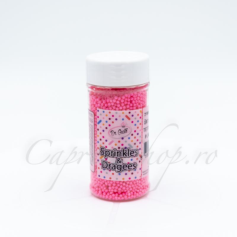 Drajeuri de Zahar Dr. Gusto Sprinkles Dragees Roz 2mm 90g CapriceSHOP