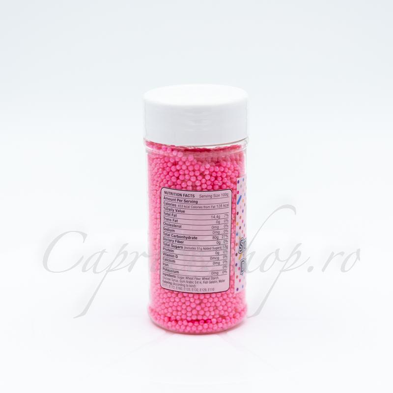 Drajeuri de Zahar Dr. Gusto Sprinkles Dragees Roz 2mm 90g CapriceSHOP