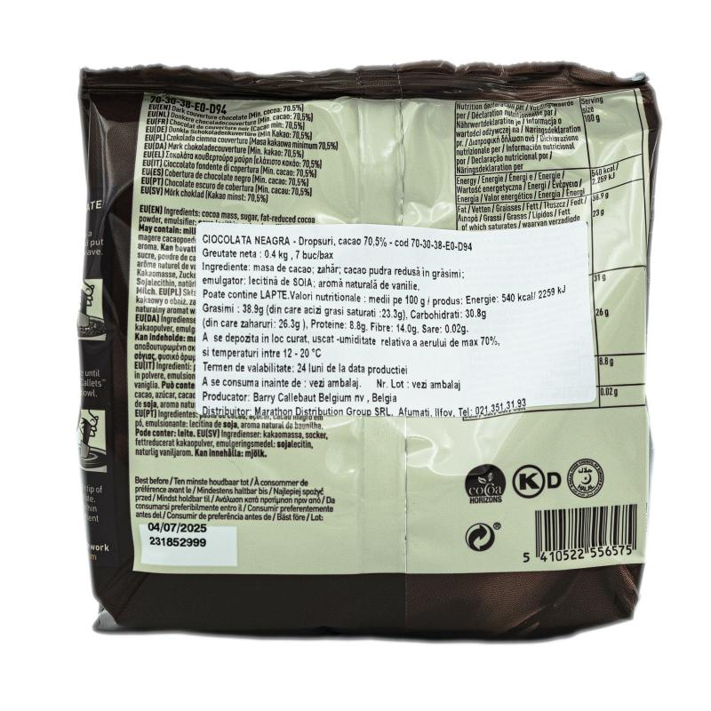 Ciocolata Neagra Callebaut 70-30-38 400g CapriceSHOP