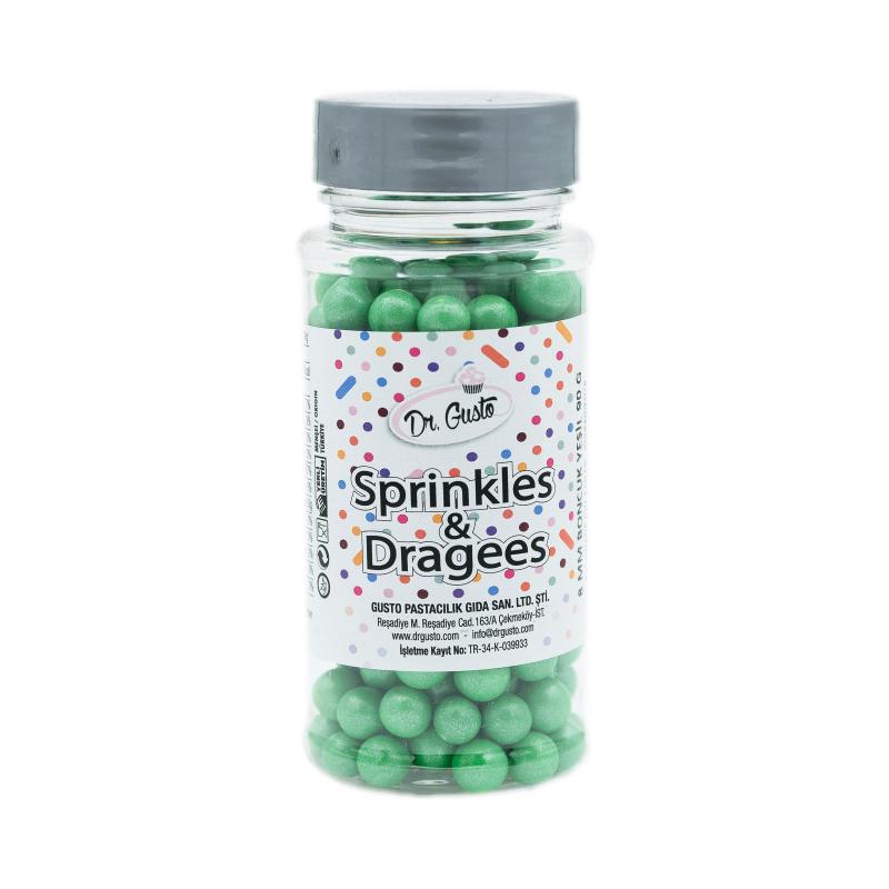 Drajeuri de Zahar Dr. Gusto Sprinkles Dragees Verde 8mm 90g CapriceSHOP