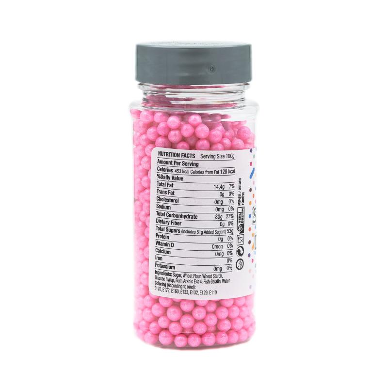 Drajeuri de Zahar Dr. Gusto Sprinkles Dragees Pink 4mm 90g CapriceSHOP