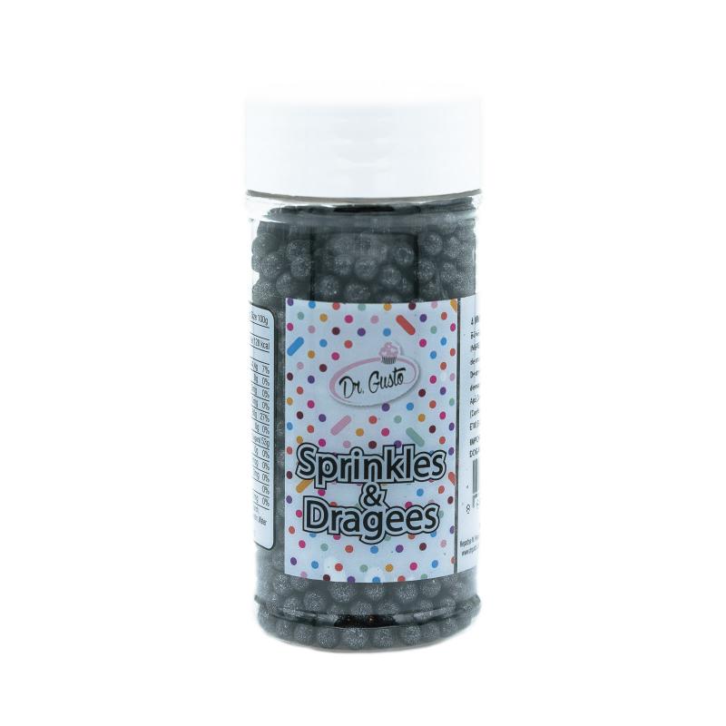 Drajeuri de Zahar Dr. Gusto Sprinkles Dragees Negru 4mm 90G CapriceSHOP