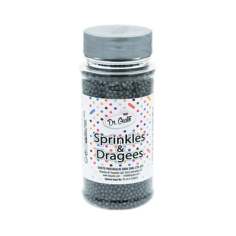 Drajeuri de Zahar Dr. Gusto Sprinkles Dragees Negru 2mm 90g CapriceSHOP