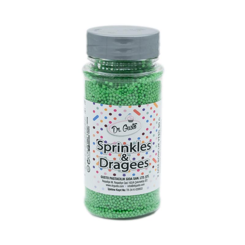 Drajeuri de Zahar Dr. Gusto Sprinkles Dragees Green 2mm 90g CapriceSHOP