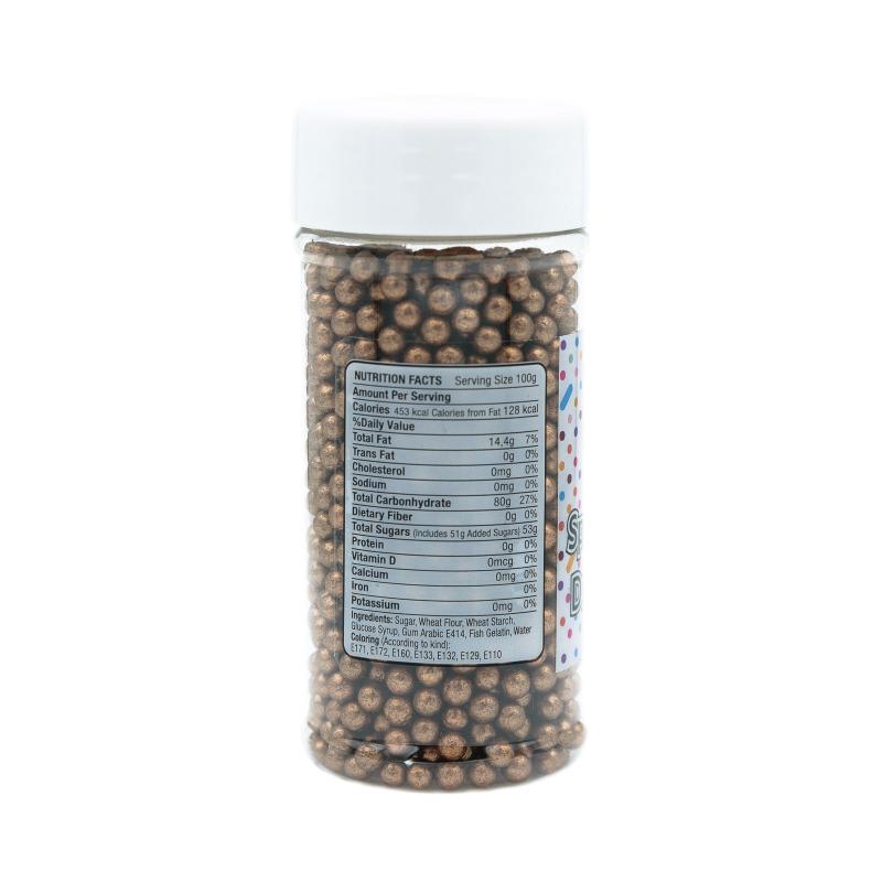 Drajeuri de Zahar Dr. Gusto Sprinkles Dragees Copper 4mm 90g CapriceSHOP