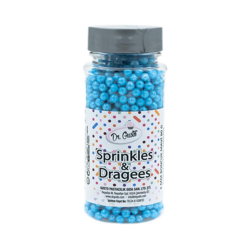 Drajeuri de Zahar Dr. Gusto Sprinkles Dragees Blue 4mm 90g CapriceSHOP