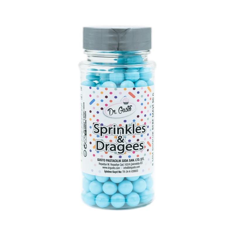 Drajeuri de Zahar Dr. Gusto Sprinkles Dragees Baby Blue 8mm 90g CapriceSHOP