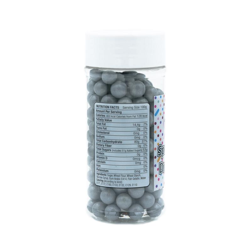 Drajeuri de Zahar Dr. Gusto Sprinkles Dragees Argintiu 8mm 90g CapriceSHOP