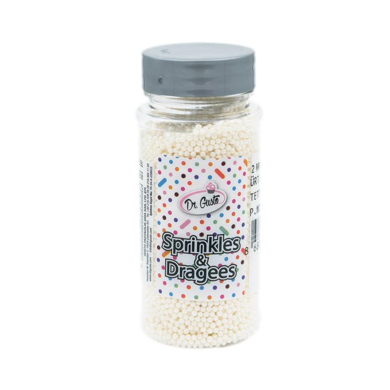 Drajeuri de Zahar Dr. Gusto Sprinkles Dragees Alb Sidef 0mm 90g CapriceSHOP