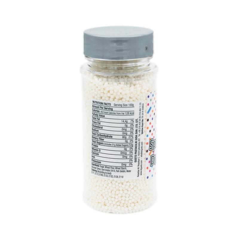 Drajeuri de Zahar Dr. Gusto Sprinkles Dragees Alb Sidef 0mm 90g CapriceSHOP