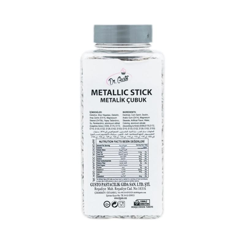 Bomboane decor Dr. Gusto Metallic Stick Argintiu 100g CapriceSHOP