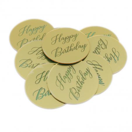 Discuri Decorative Happy Birthday Auriu 45mm 10buc CapriceSHOP