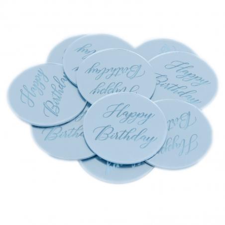 Discuri Decorative Happy Birthday Argintiu 45mm 10buc CapriceSHOP