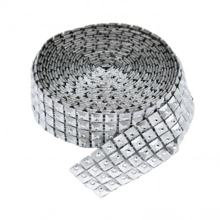 Panglica Stras 4 Randuri 3cmx457cm Argintiu CapriceSHOP